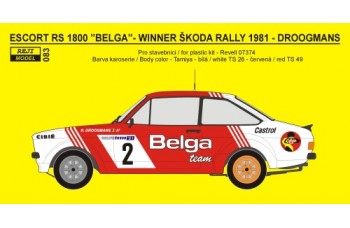 Decal – Ford Escort RS 1800 „Belga“ Škoda rally 1981